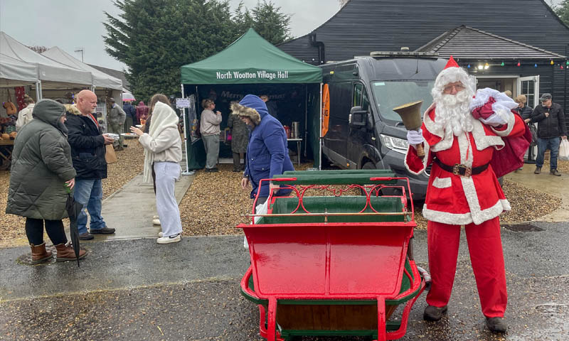Christmas Fair 2026 03 Father Christmas Santa North Wootton Village Market Village Hall Kings Lynn Norfolk Craft Fair Real Christmas Tree Sale copy 2